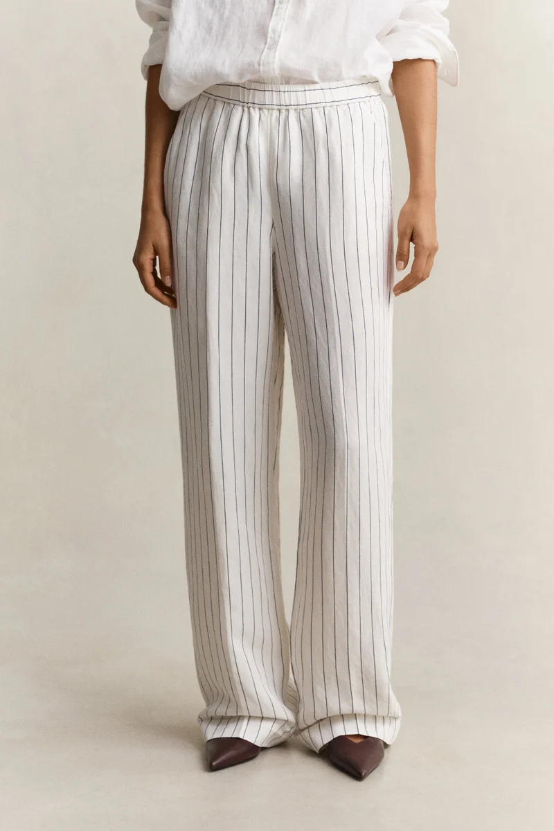 GANT Striped Linen Blend Pull On Pants